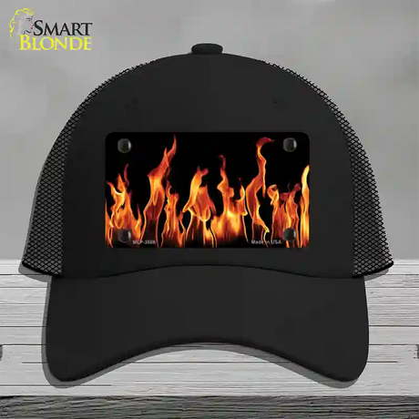 Flames Customizable Novelty License Plate Hat Mesh / Black