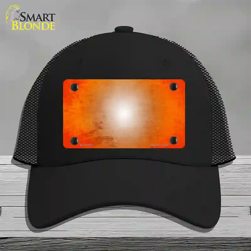 Orange White Fade Scratched Novelty License Plate Hat Mesh / Black