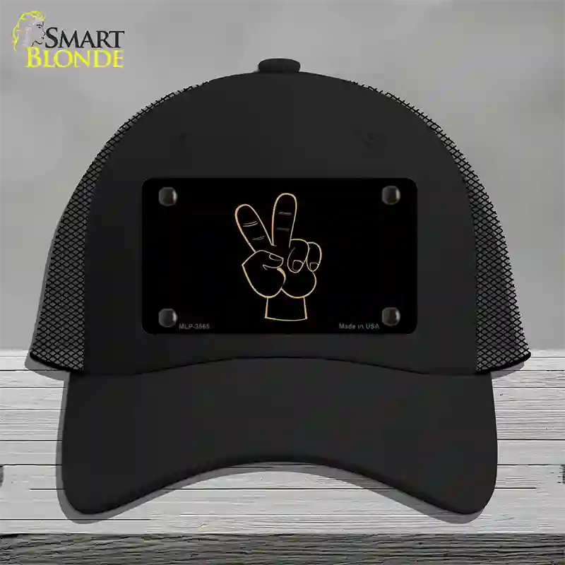 Peace Fingers Novelty License Plate Hat Mesh / Black