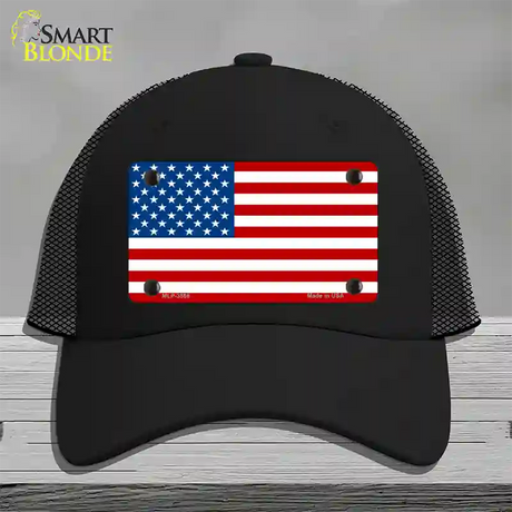 American Flag Novelty License Plate Hat Mesh / Black