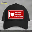 I Love Vacation Paydays Weekends Novelty License Plate Hat Mesh / Black