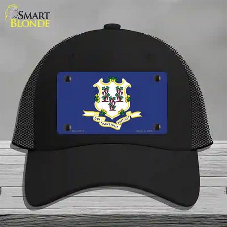 Connecticut State Flag Novelty License Plate Hat Mesh / Black