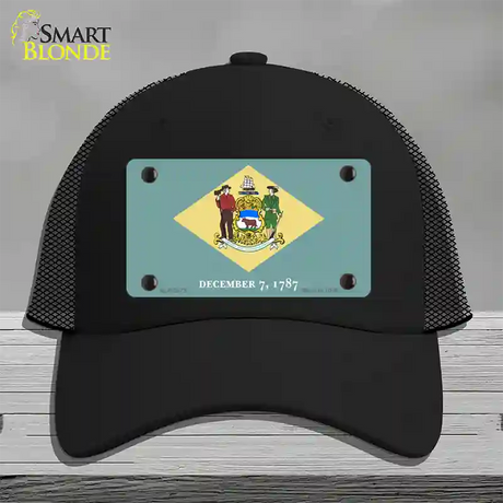 Delaware State Flag Novelty License Plate Hat Mesh / Black