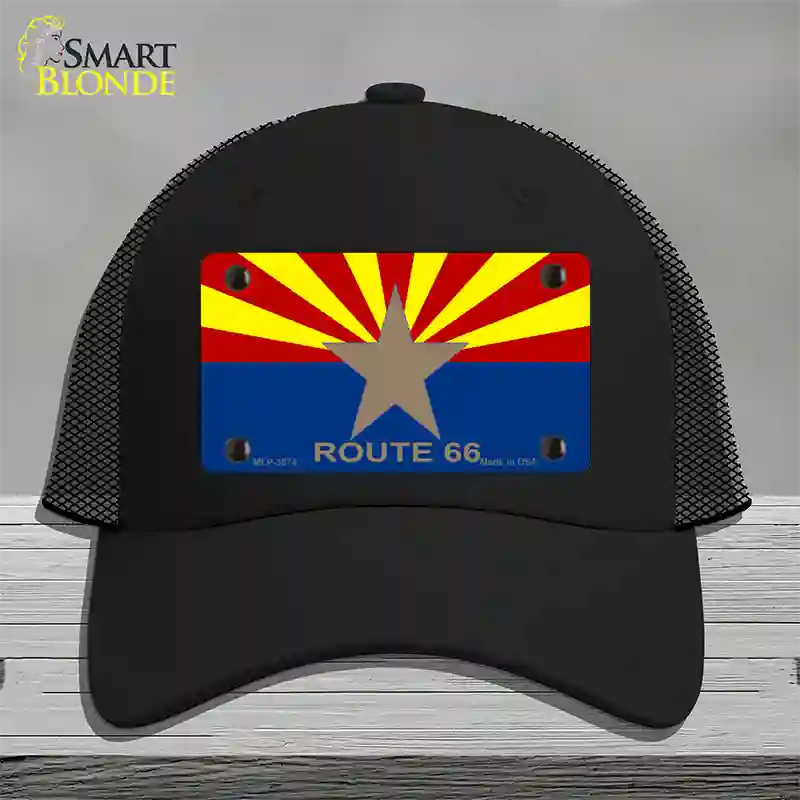Arizona Flag with Route 66 Novelty License Plate Hat Mesh / Black