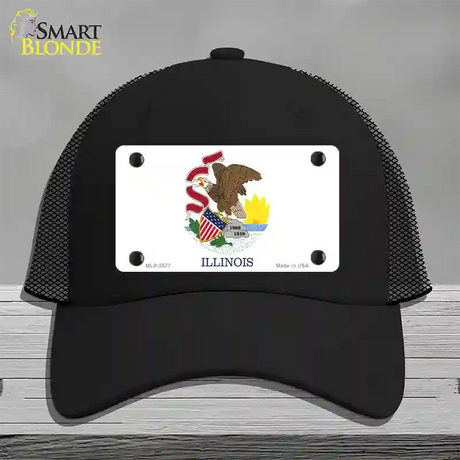 Illinois State Flag Novelty License Plate Hat Mesh / Black