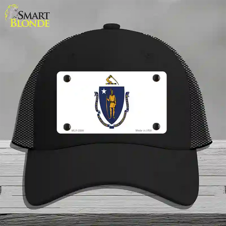 Massachusetts State Flag Novelty License Plate Hat Mesh / Black