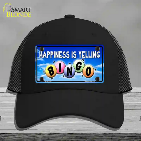 Happiness Is Yelling Bingo Novelty License Plate Hat Mesh / Black