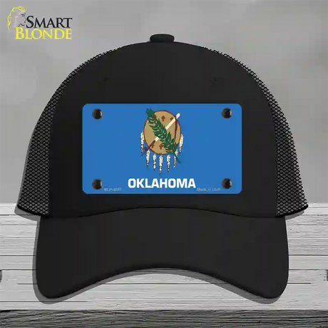 Oklahoma State Flag Novelty License Plate Hat Mesh / Black