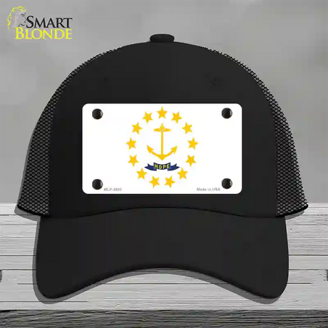 Rhode Island State Flag Novelty License Plate Hat Mesh / Black