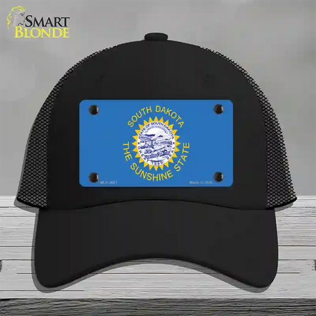 South Dakota State Flag Novelty License Plate Hat Mesh / Black