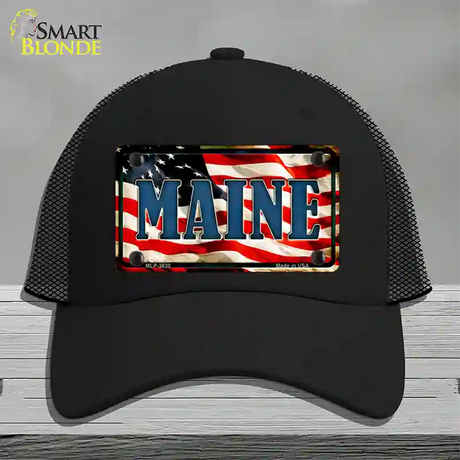 Maine USA Novelty License Plate Hat Mesh / Black