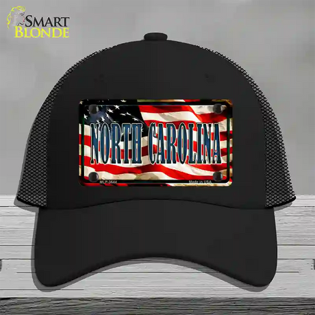 North Carolina USA Novelty License Plate Hat Mesh / Black