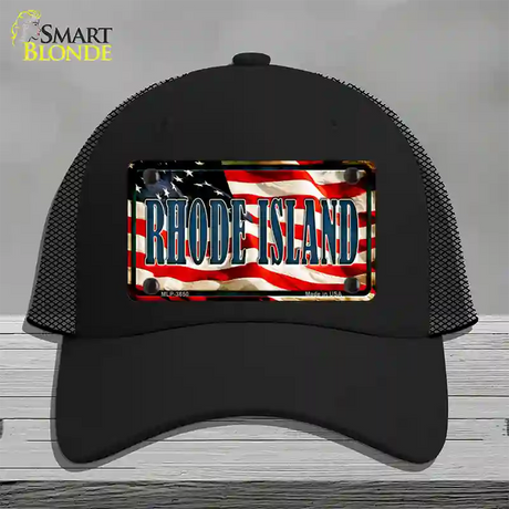 Rhode Island USA Novelty License Plate Hat Mesh / Black