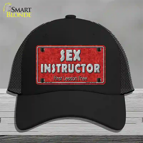 Sex Instructor Novelty License Plate Hat Mesh / Black