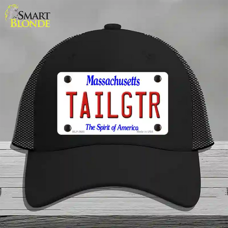 Tailgtr Massachusetts Novelty License Plate Hat Mesh / Black