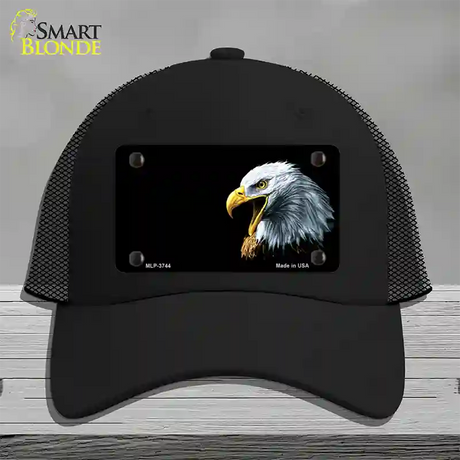 Bald Eagle Offset Novelty License Plate Hat Mesh / Black