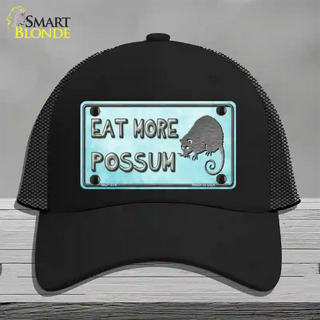 Eat More Possum Novelty License Plate Hat Mesh / Black