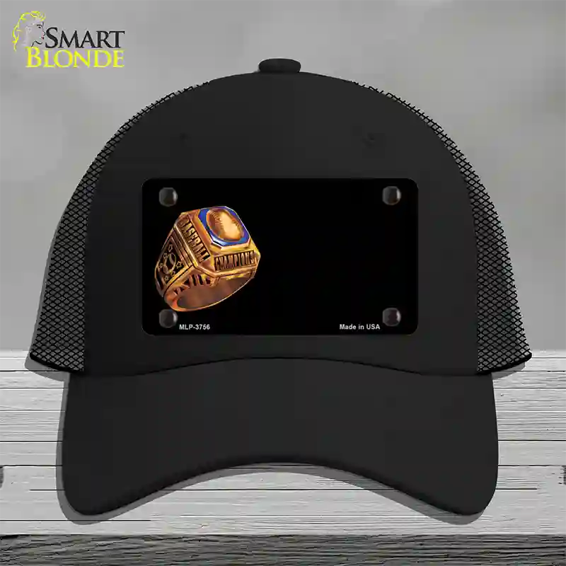 Baseball Champion Ring Offset Novelty License Plate Hat Mesh / Black