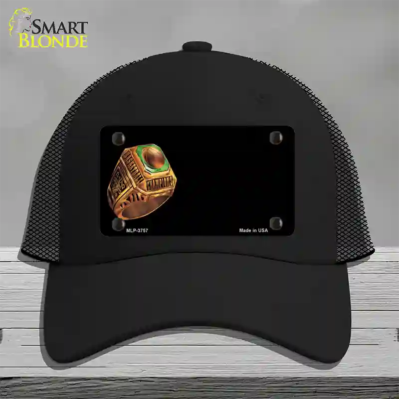 Basketball Champ Ring Offset Novelty License Plate Hat Mesh / Black