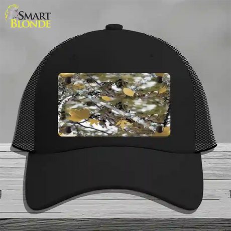 Real Leaf Camouflage Novelty License Plate Hat Mesh / Black