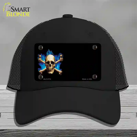 Skull Offset Novelty License Plate Hat Mesh / Black