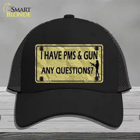 PMS And A Gun Novelty License Plate Hat Mesh / Black