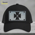 Maltese Cross Spider Web Novelty License Plate Hat Mesh / Black