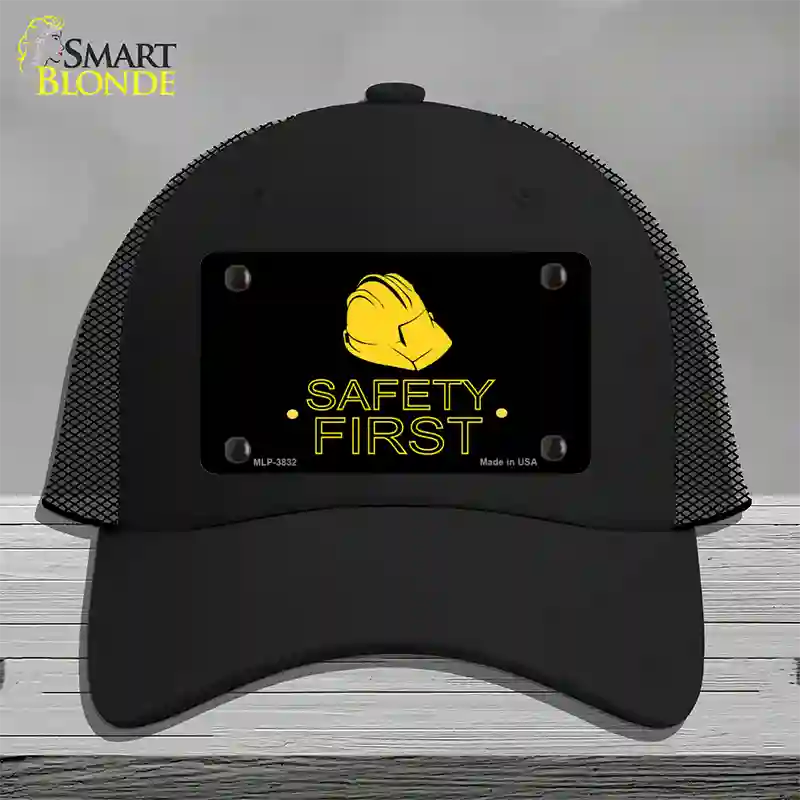 Safety First Novelty License Plate Hat Mesh / Black