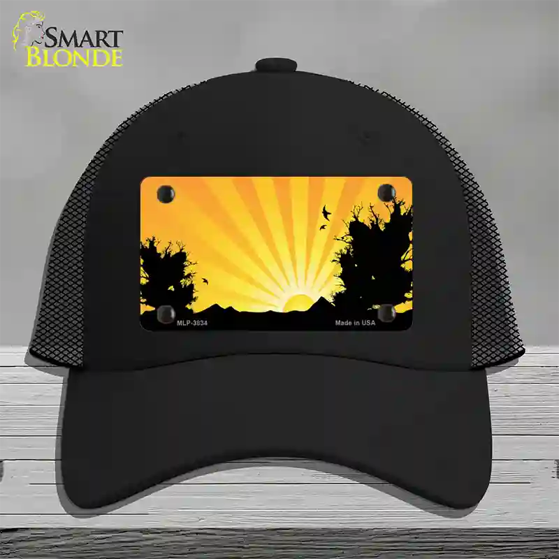 Southwest Orange Sunset Novelty License Plate Hat Mesh / Black