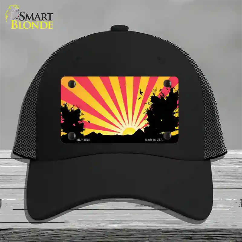 Southwest Red Sunset Novelty License Plate Hat Mesh / Black