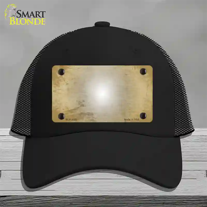 Gold White Fade Scratched Novelty License Plate Hat Mesh / Black