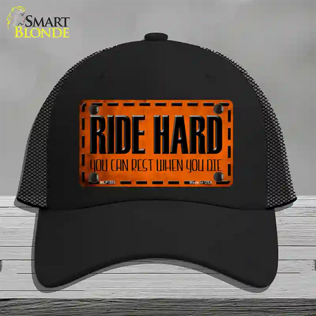 Ride Hard Novelty License Plate Hat Mesh / Black