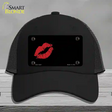 Red Lips Offset Novelty License Plate Hat Mesh / Black