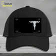 Cattle Skull Offset Novelty License Plate Hat Mesh / Black