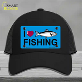 I Love Fishing Novelty License Plate Hat Mesh / Black