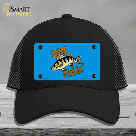 Gone Fishin Novelty License Plate Hat Mesh / Black