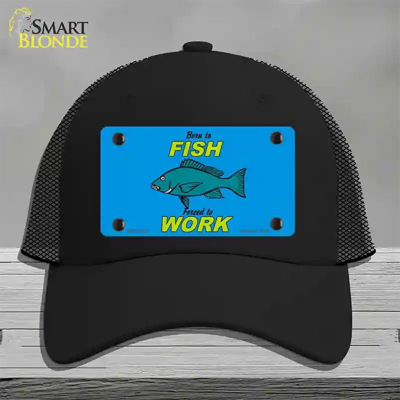 Born To Fish Novelty License Plate Hat Mesh / Black