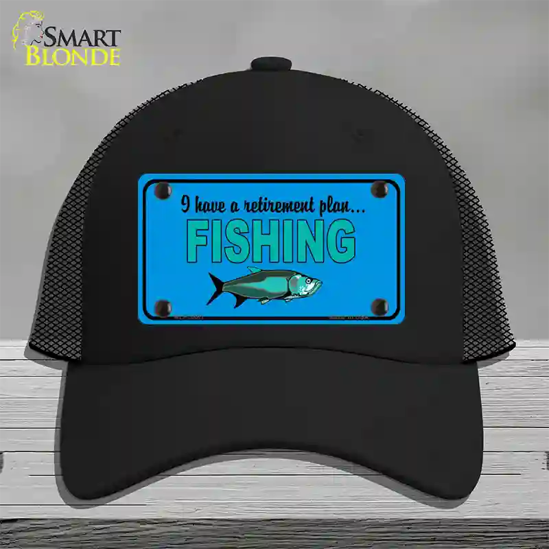 Retirement Plan Fishing Novelty License Plate Hat Mesh / Black