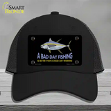 A Bad Day Fishing Novelty License Plate Hat Mesh / Black