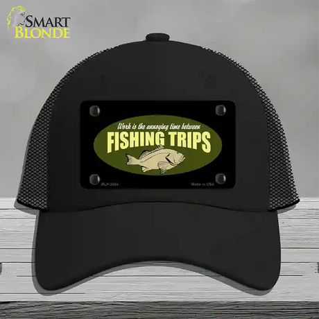 Fishing Trips Novelty License Plate Hat Mesh / Black