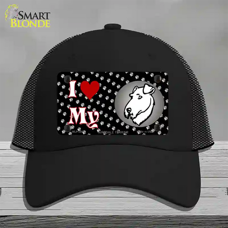 I Love My Airedale Terrier Novelty License Plate Hat Mesh / Black