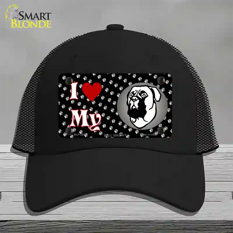 I Love My Bull Mastiff Novelty License Plate Hat Mesh / Black