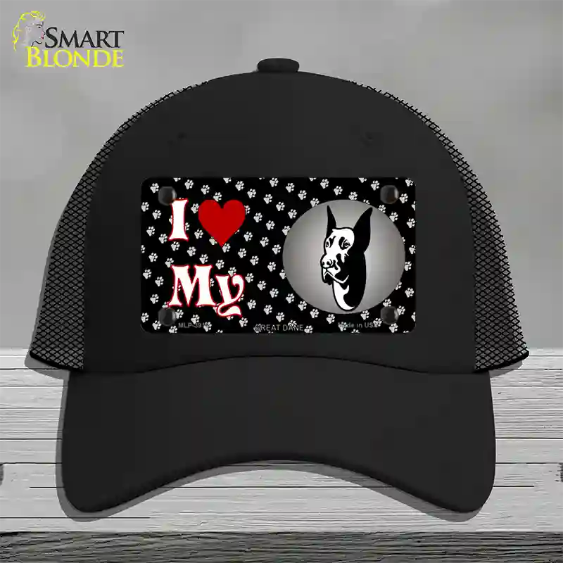 I Love My Great Dane Novelty License Plate Hat Mesh / Black