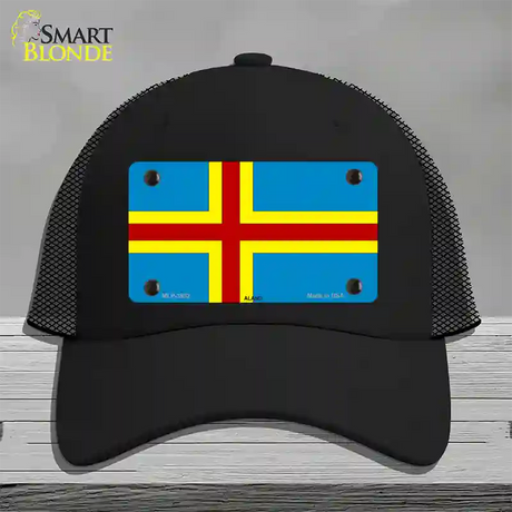 Aland Flag Novelty License Plate Hat Mesh / Black