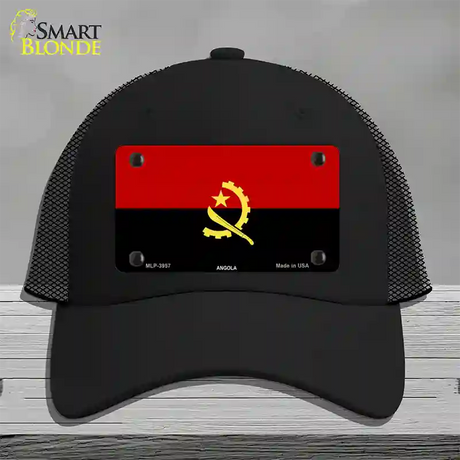 Angola Flag Novelty License Plate Hat Mesh / Black