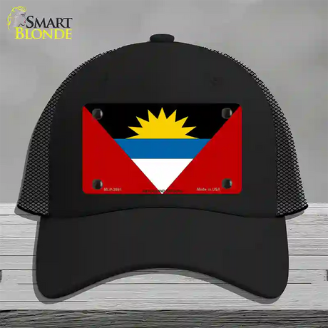 Antigua & Barbuda Flag Novelty License Plate Hat Mesh / Black