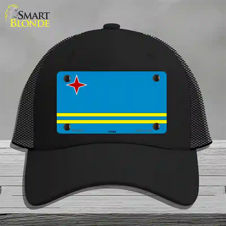 Aruba Flag Novelty License Plate Hat Mesh / Black