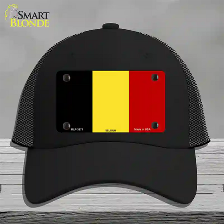 Belgium Flag Novelty License Plate Hat Mesh / Black