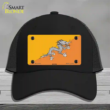 Bhutan Flag Novelty License Plate Hat Mesh / Black