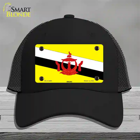 Brunei Flag Novelty License Plate Hat Mesh / Black